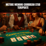 meja Caribbean Stud Poker dengan pemain terfokus