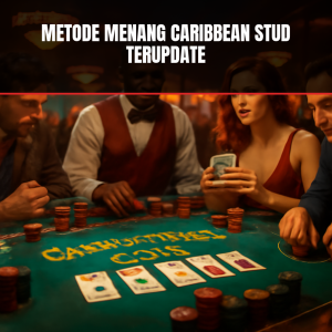 meja Caribbean Stud Poker dengan pemain terfokus
